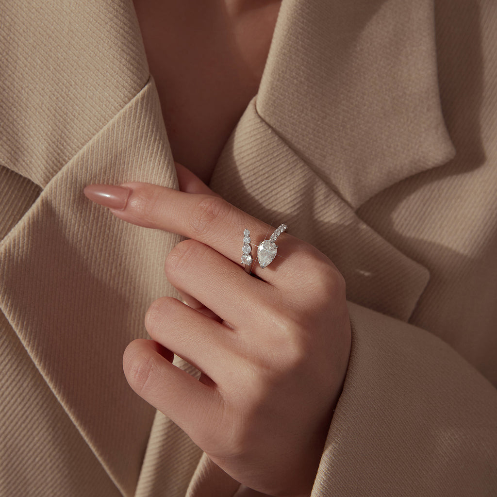 1.5ct Pear Moissanite Open Ring
