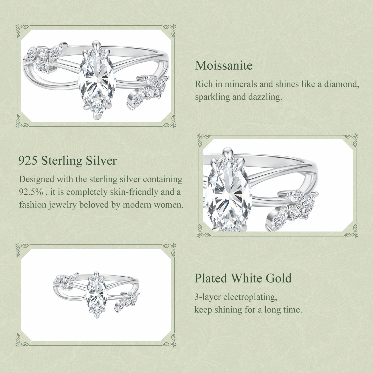 Aurora Vine Marquise Ring