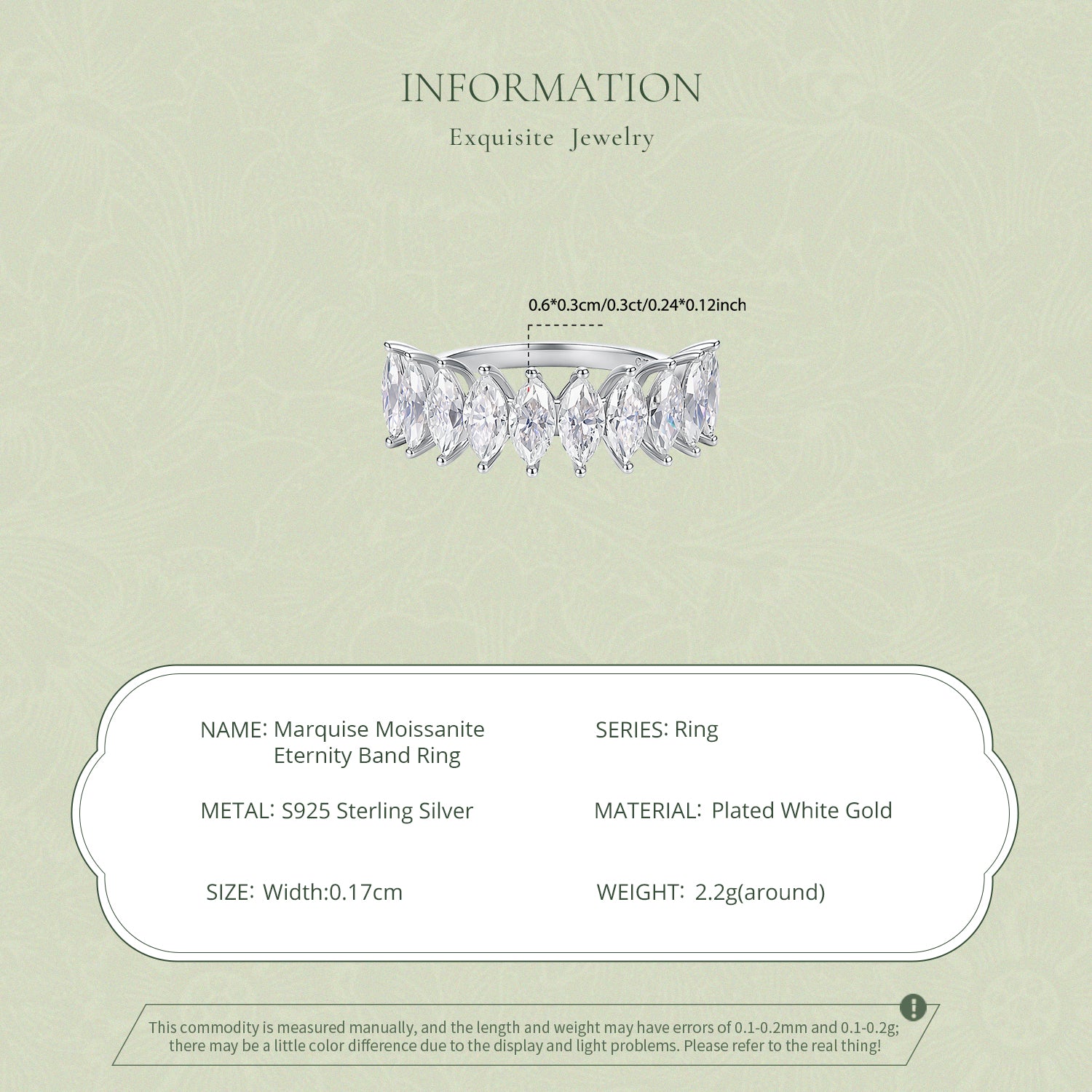 Marquise Moissanite Eternity Band Ring