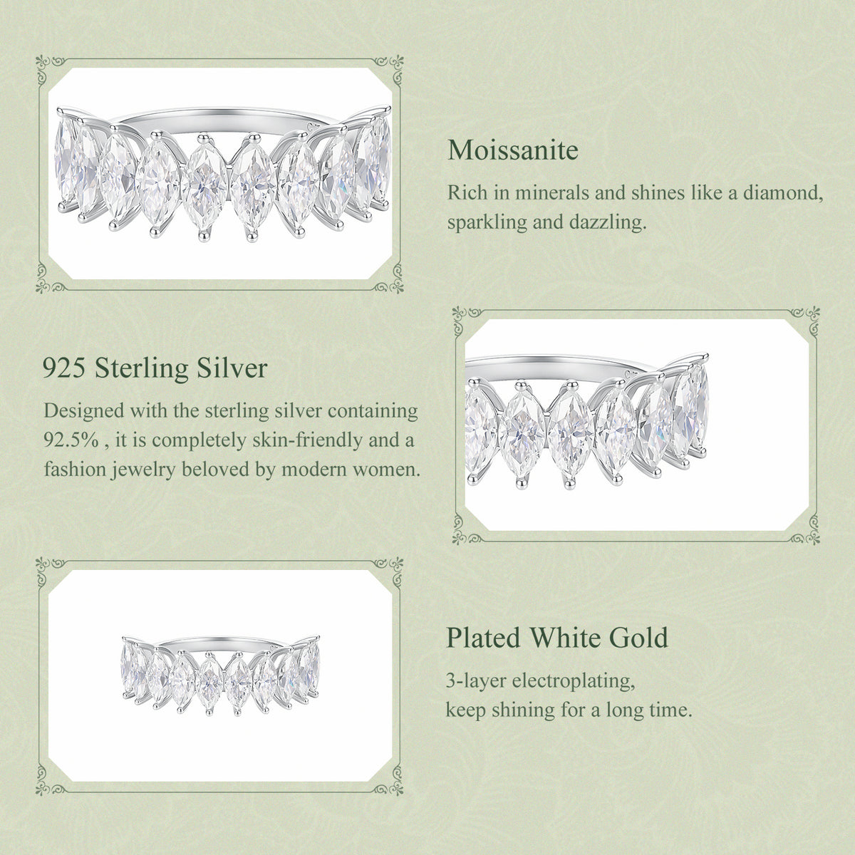 Marquise Moissanite Eternity Band Ring