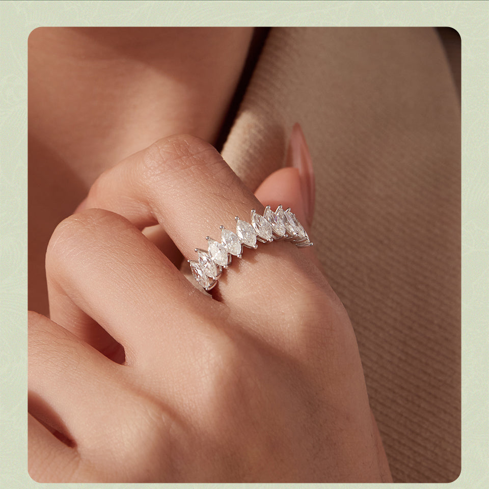 Marquise Moissanite Eternity Band Ring