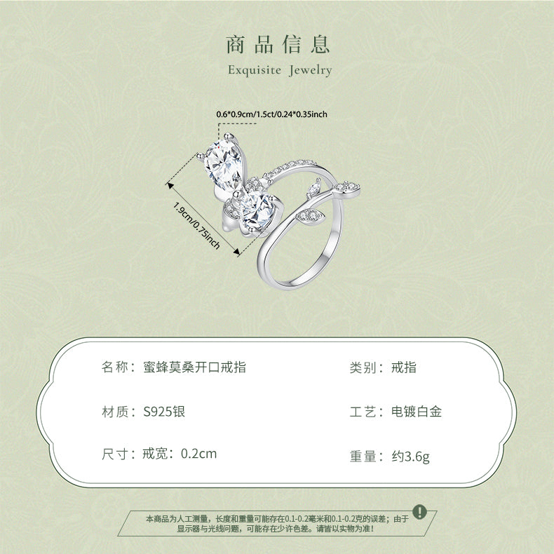 Bee Moissanite Open Ring
