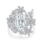 Floral Butterfly Moissanite Ring