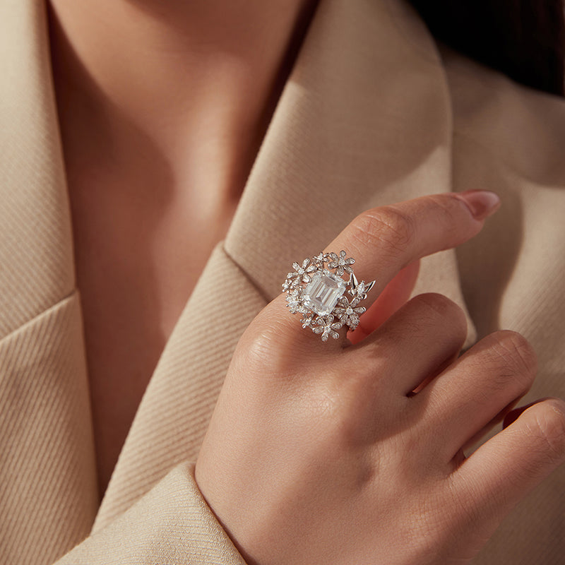 Floral Butterfly Moissanite Ring