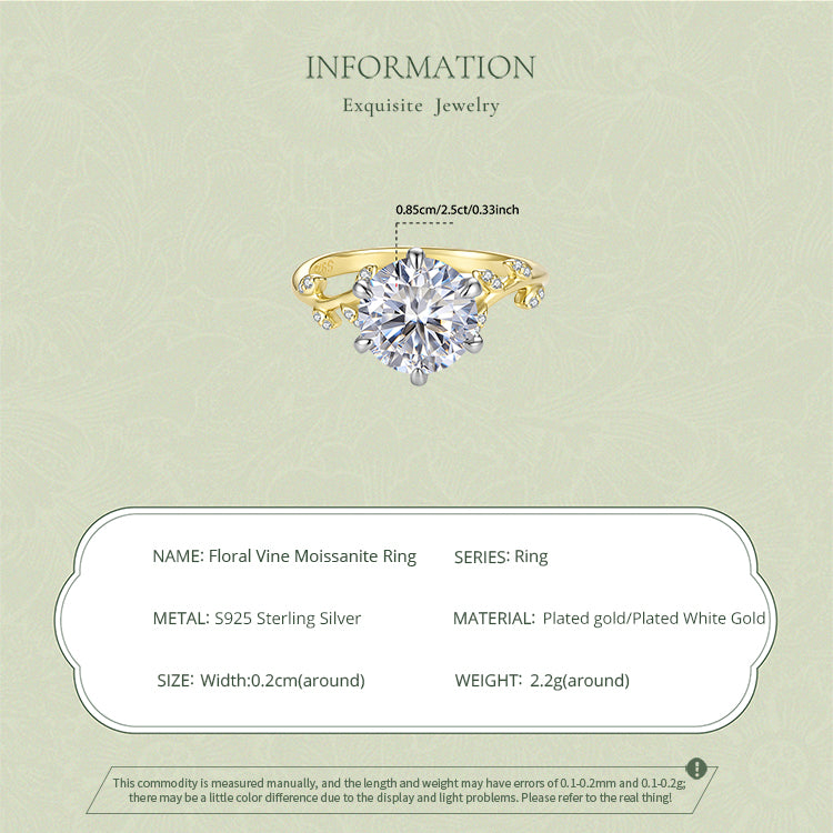 Floral Vine Moissanite Ring