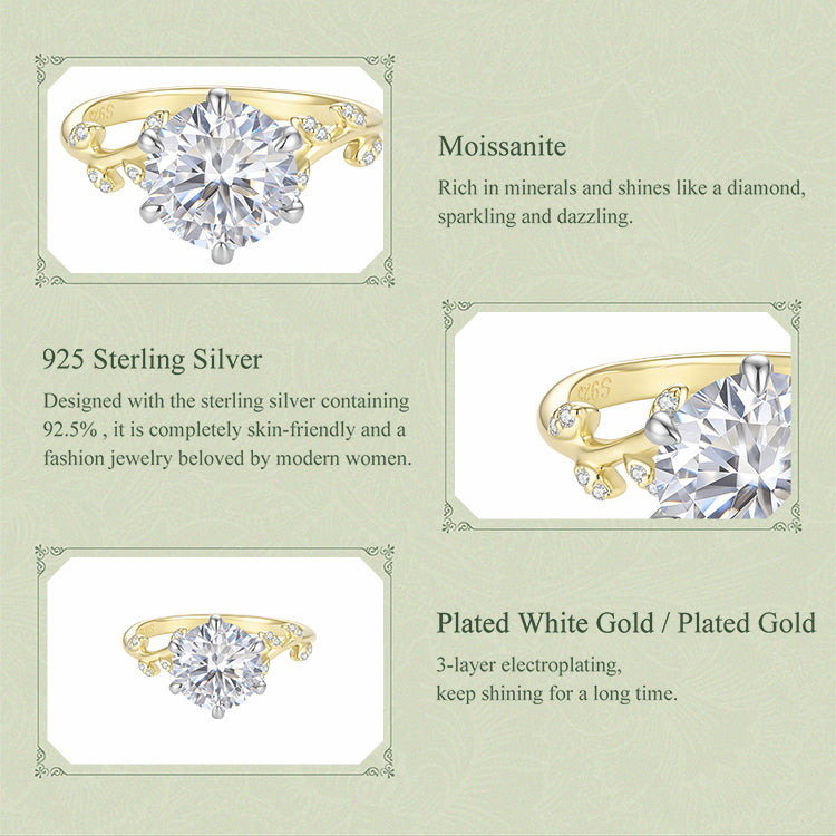 Floral Vine Moissanite Ring