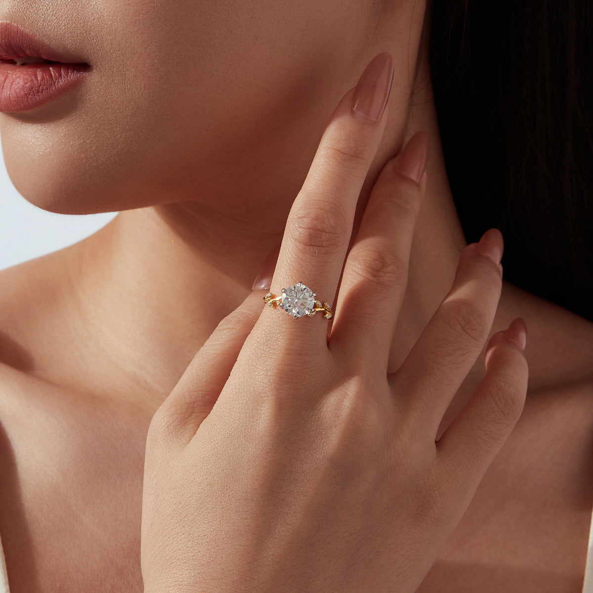 Floral Vine Moissanite Ring