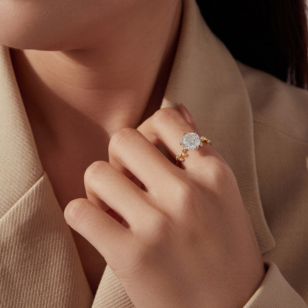 Floral Vine Moissanite Ring