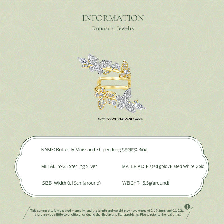 Butterfly Moissanite Open Ring