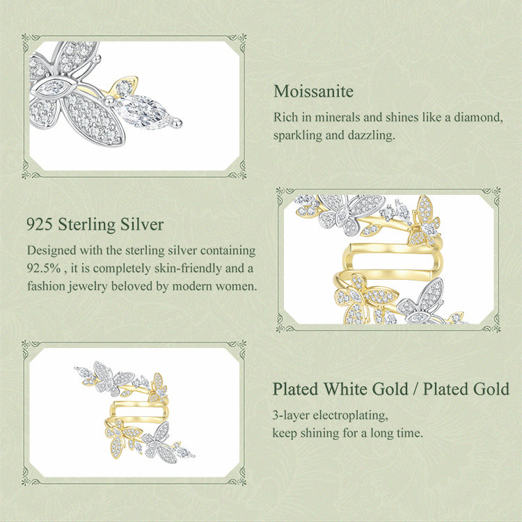 Butterfly Moissanite Open Ring