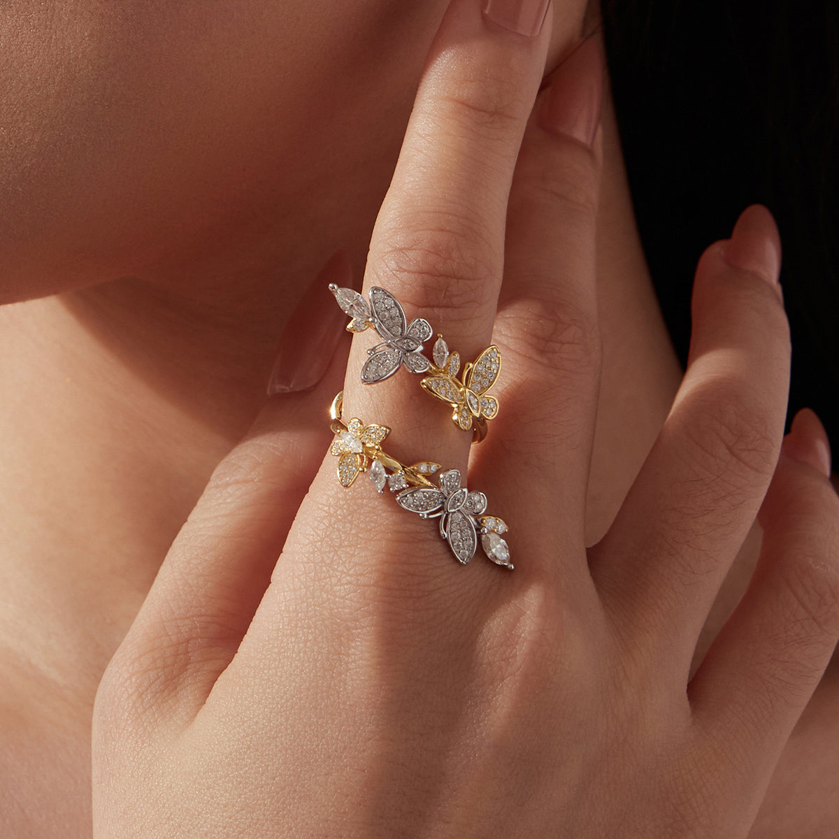 Butterfly Moissanite Open Ring