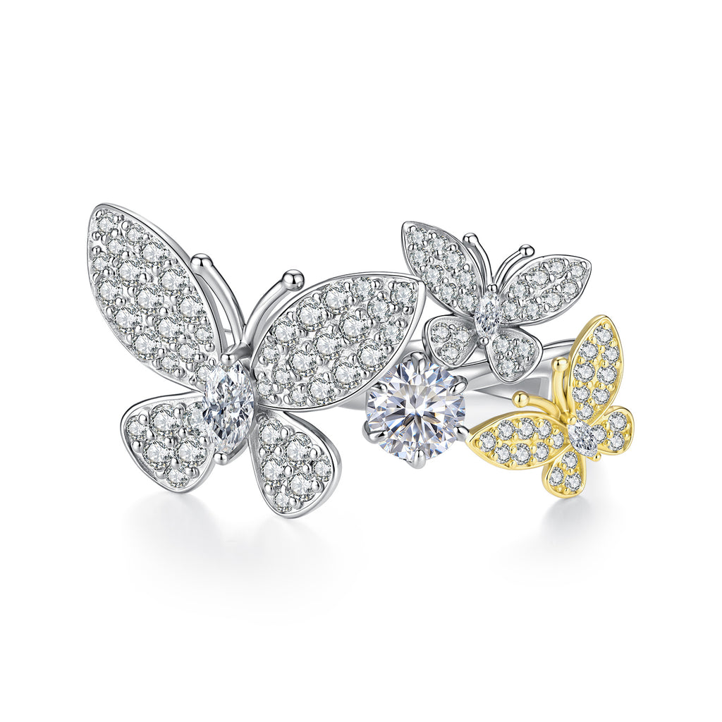 Double-Layer Butterfly Moissanite Ring
