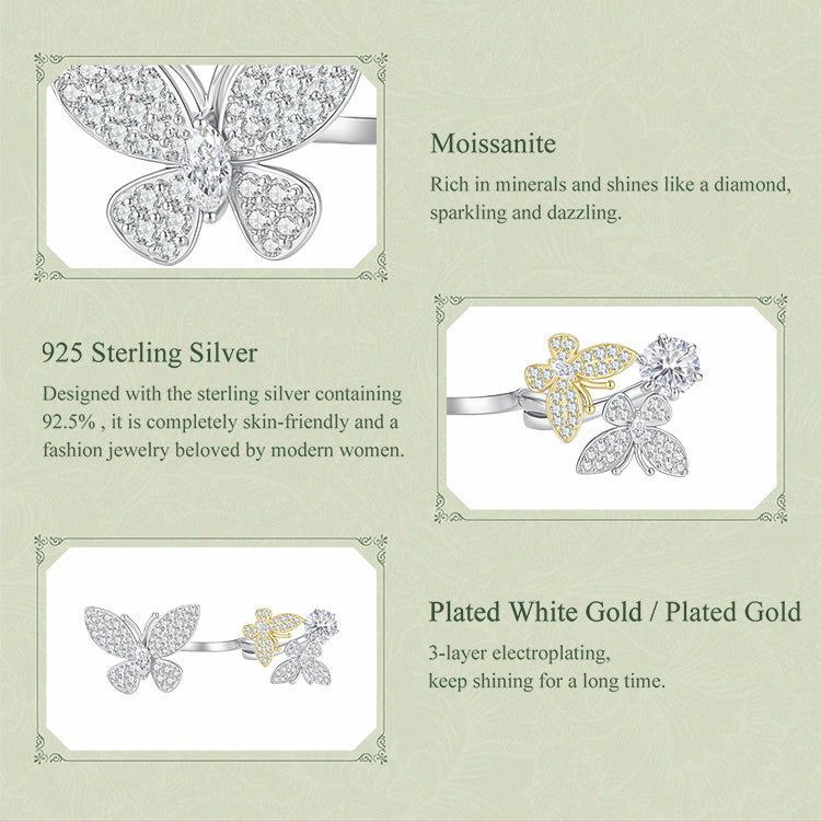 Double-Layer Butterfly Moissanite Ring