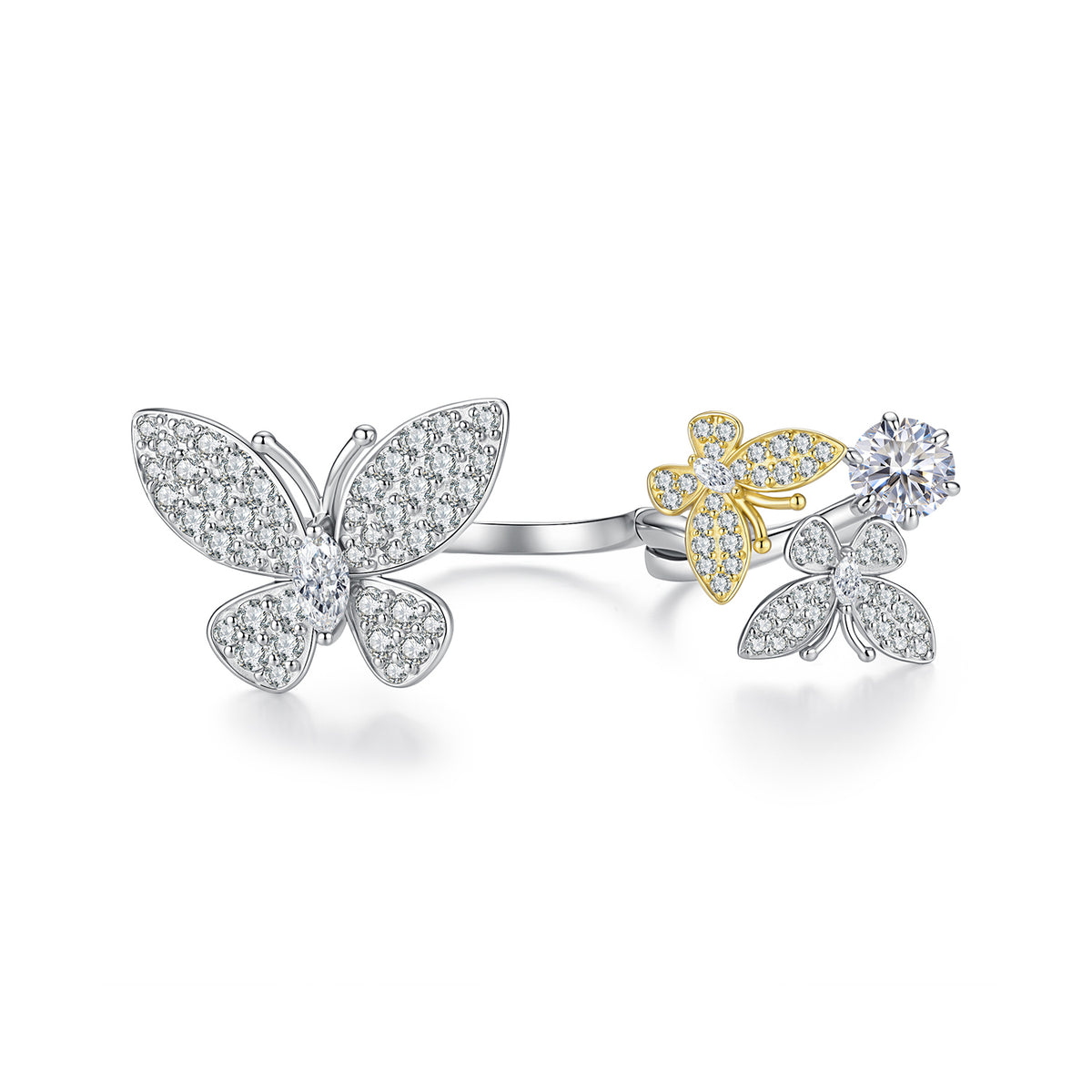 Double-Layer Butterfly Moissanite Ring