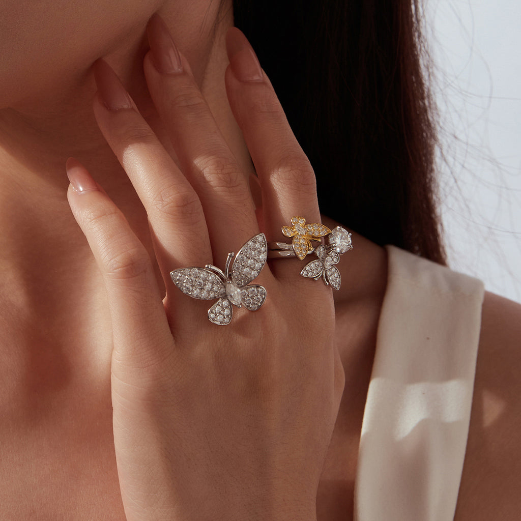 Double-Layer Butterfly Moissanite Ring