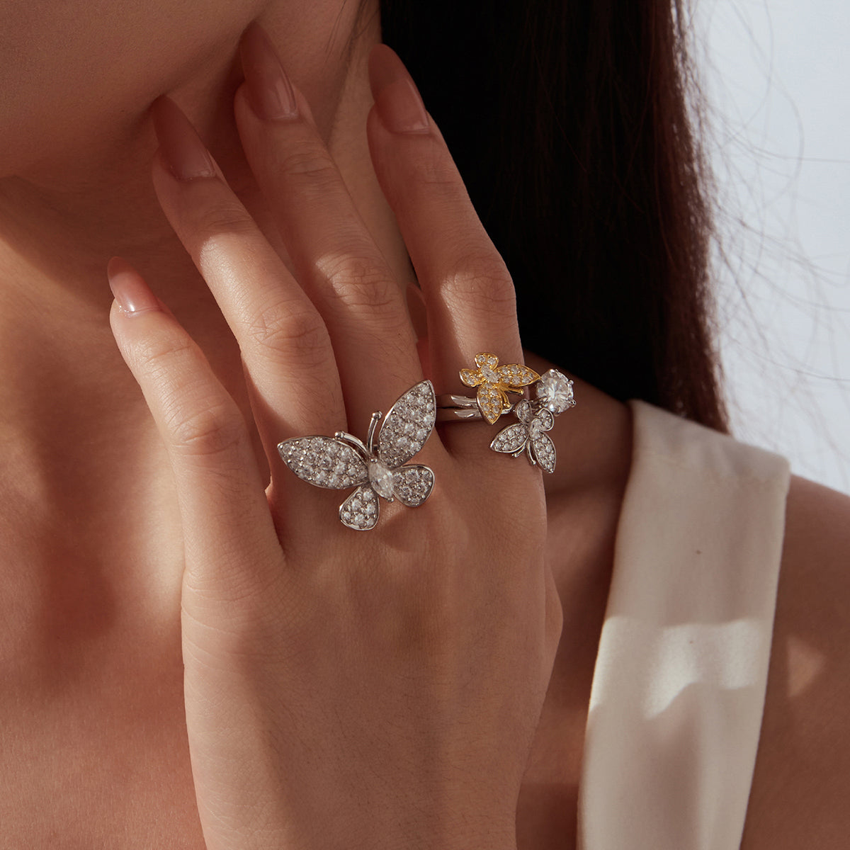 Double-Layer Butterfly Moissanite Ring