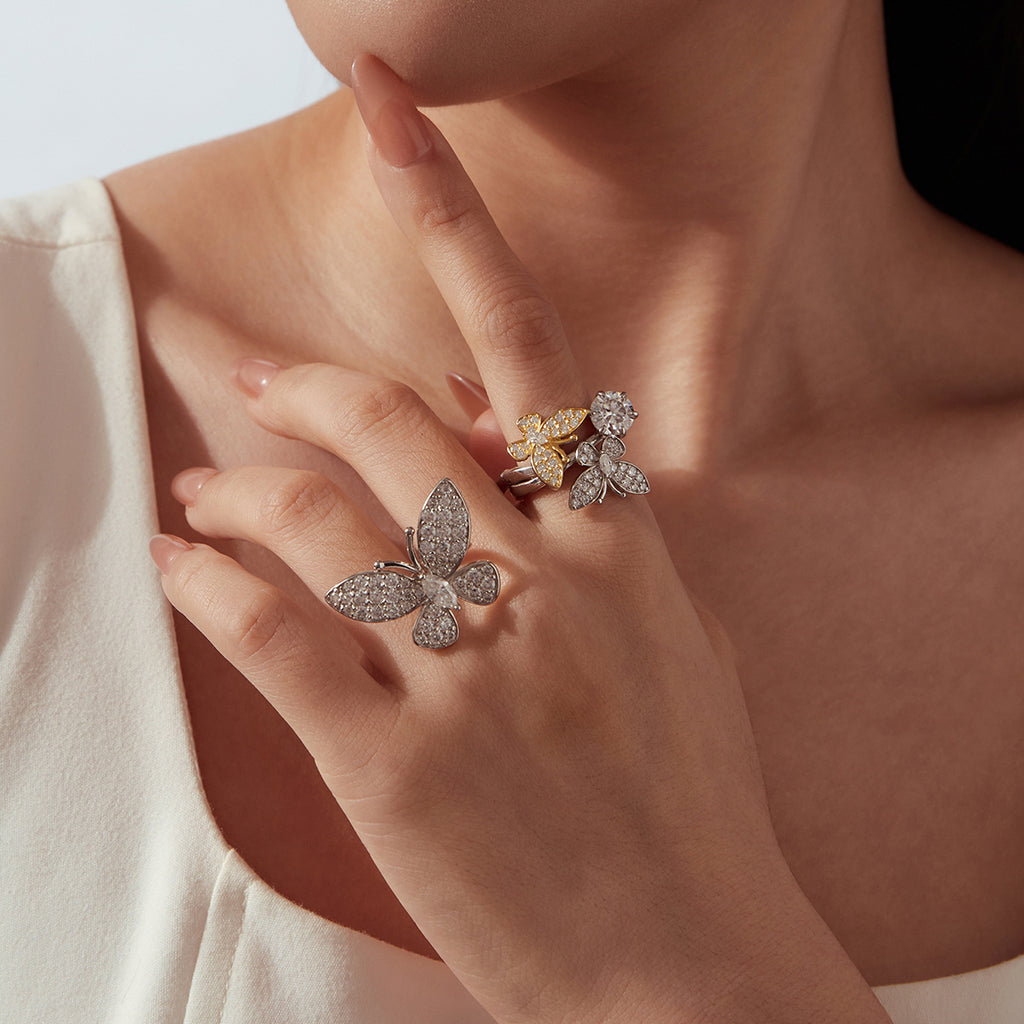 Double-Layer Butterfly Moissanite Ring