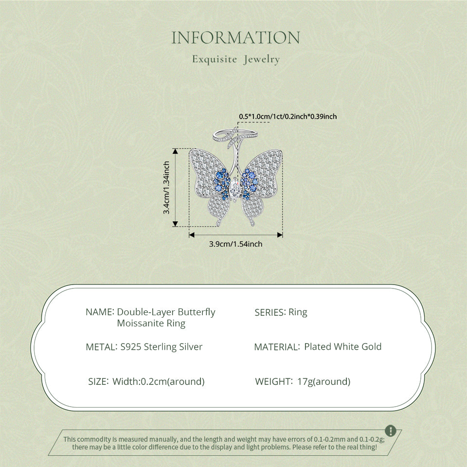 Double-Layer Butterfly Moissanite Ring