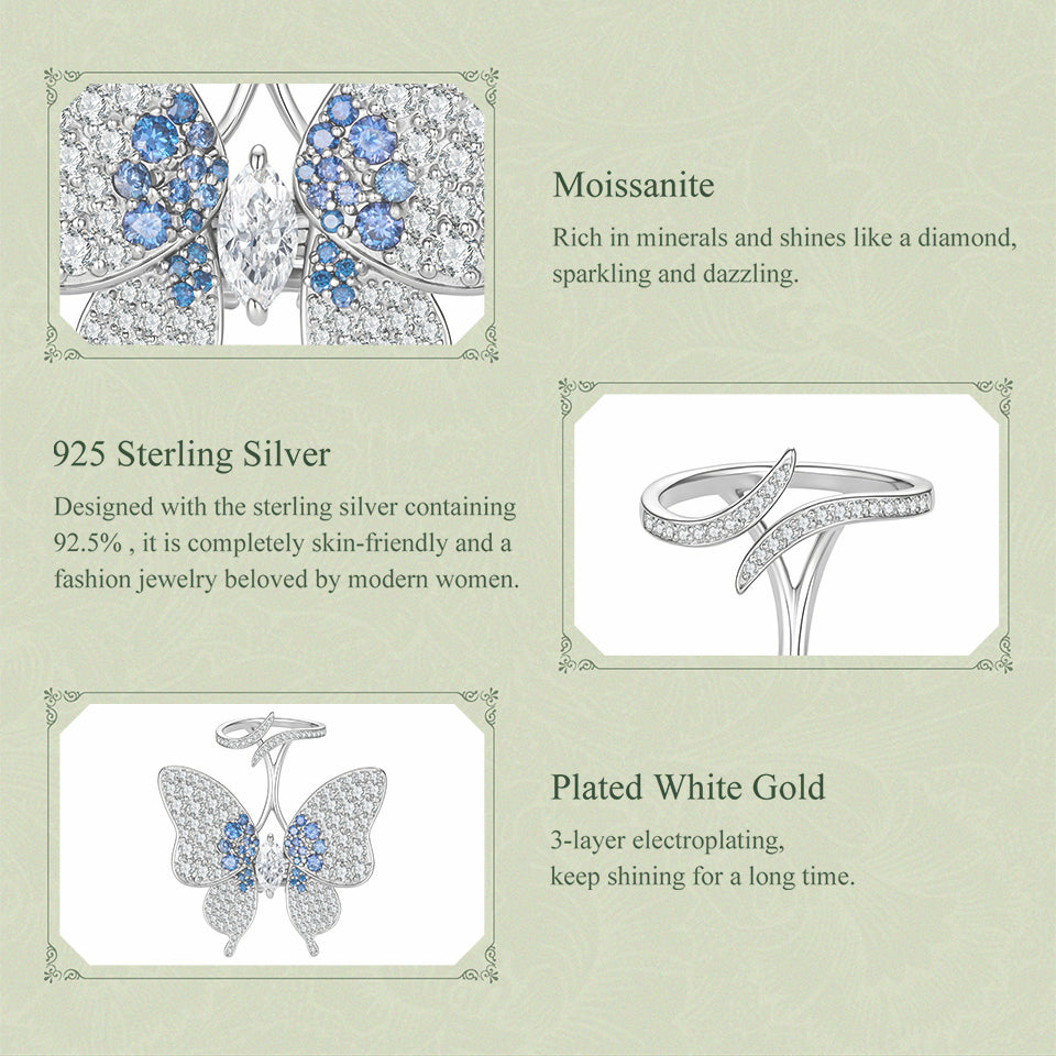 Double-Layer Butterfly Moissanite Ring