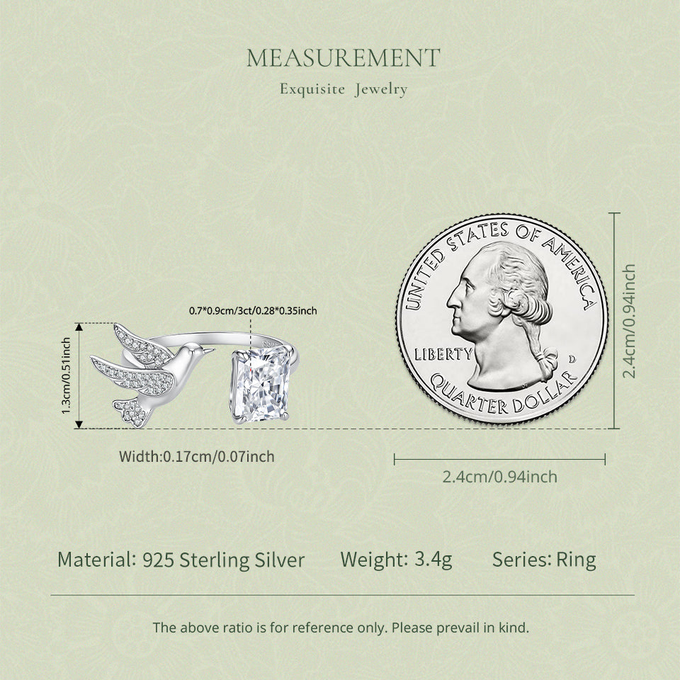 3CT Bird Moissanite Open Ring