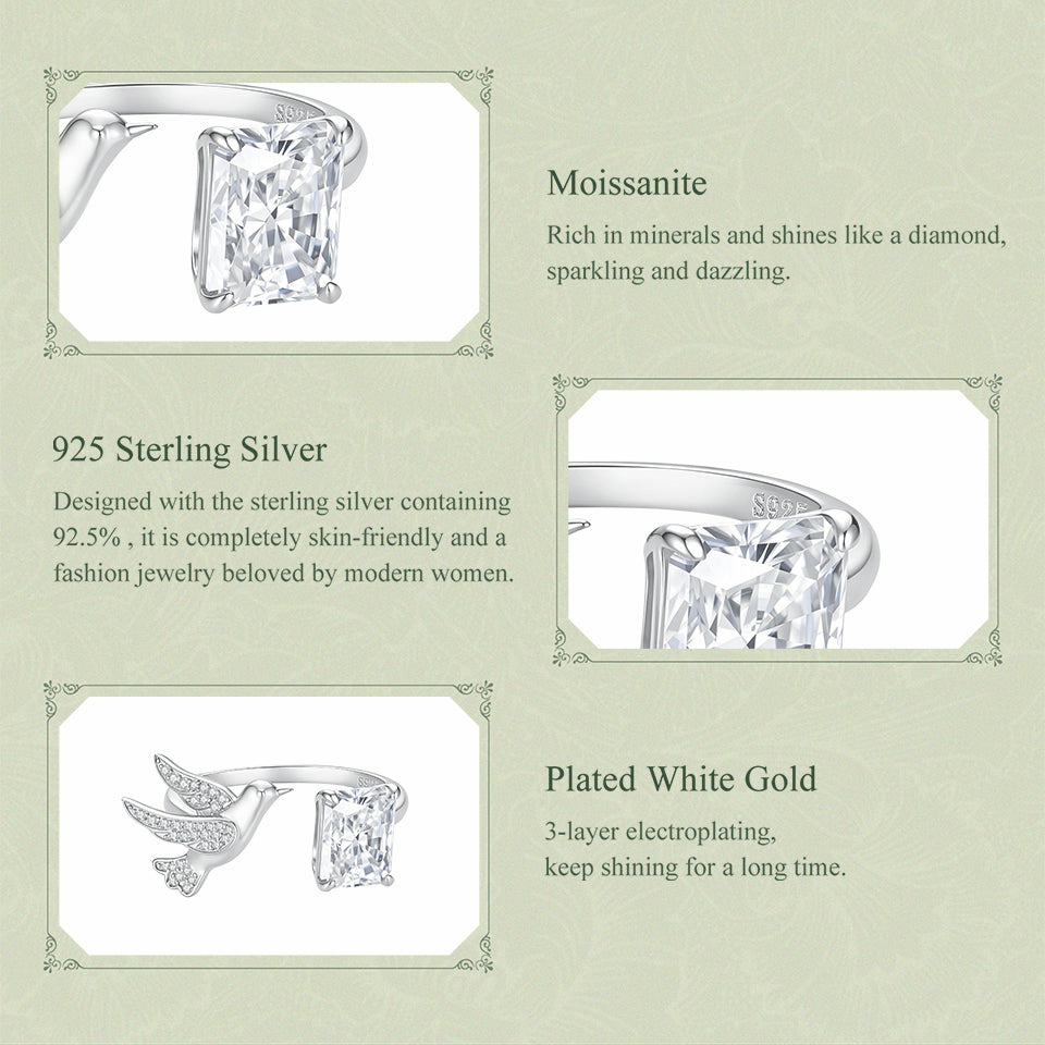 3CT Bird Moissanite Open Ring