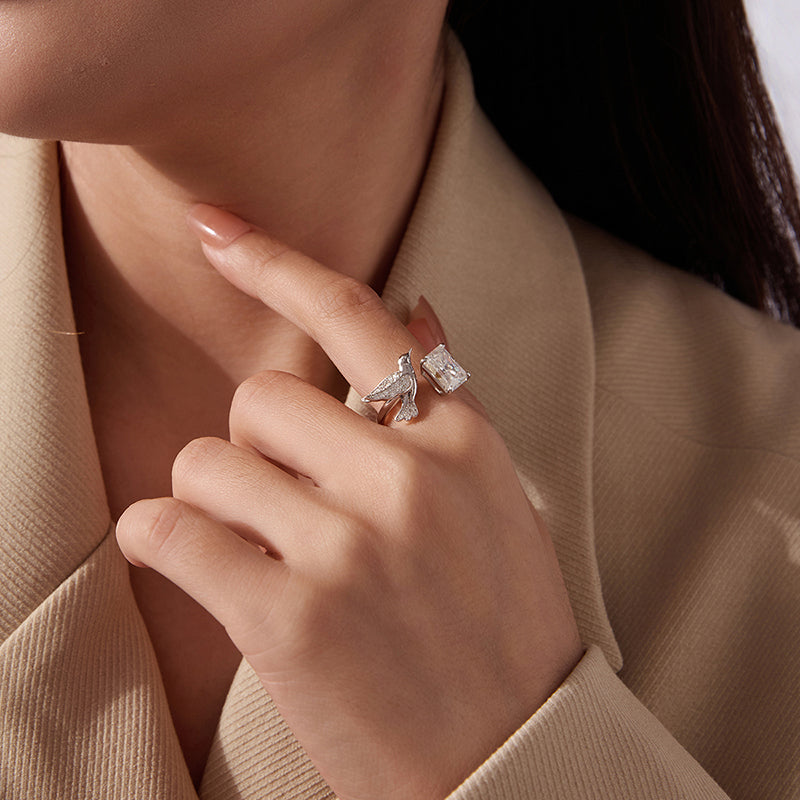 3CT Bird Moissanite Open Ring