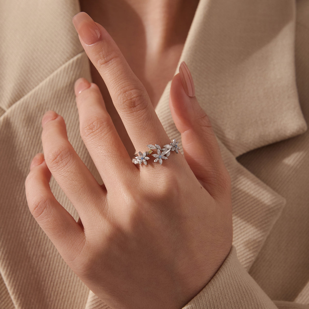 Bloom Moissanite Open Ring