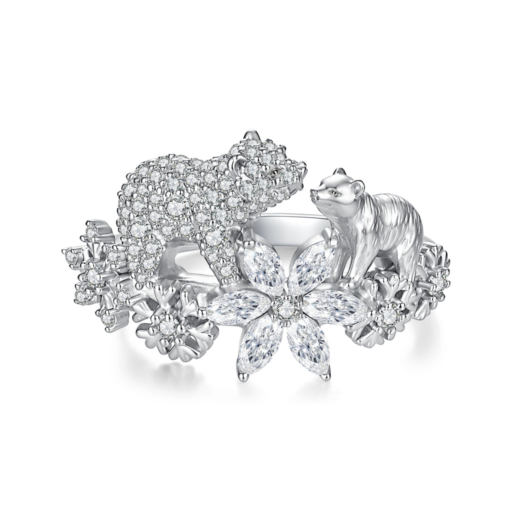 Polar Bear Moissanite Ring