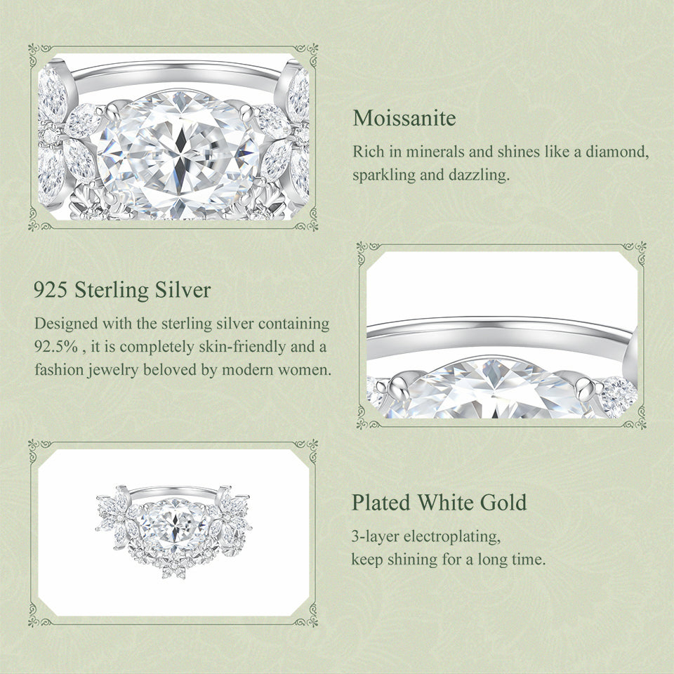 3CT Winter & Bloom Moissanite Ring