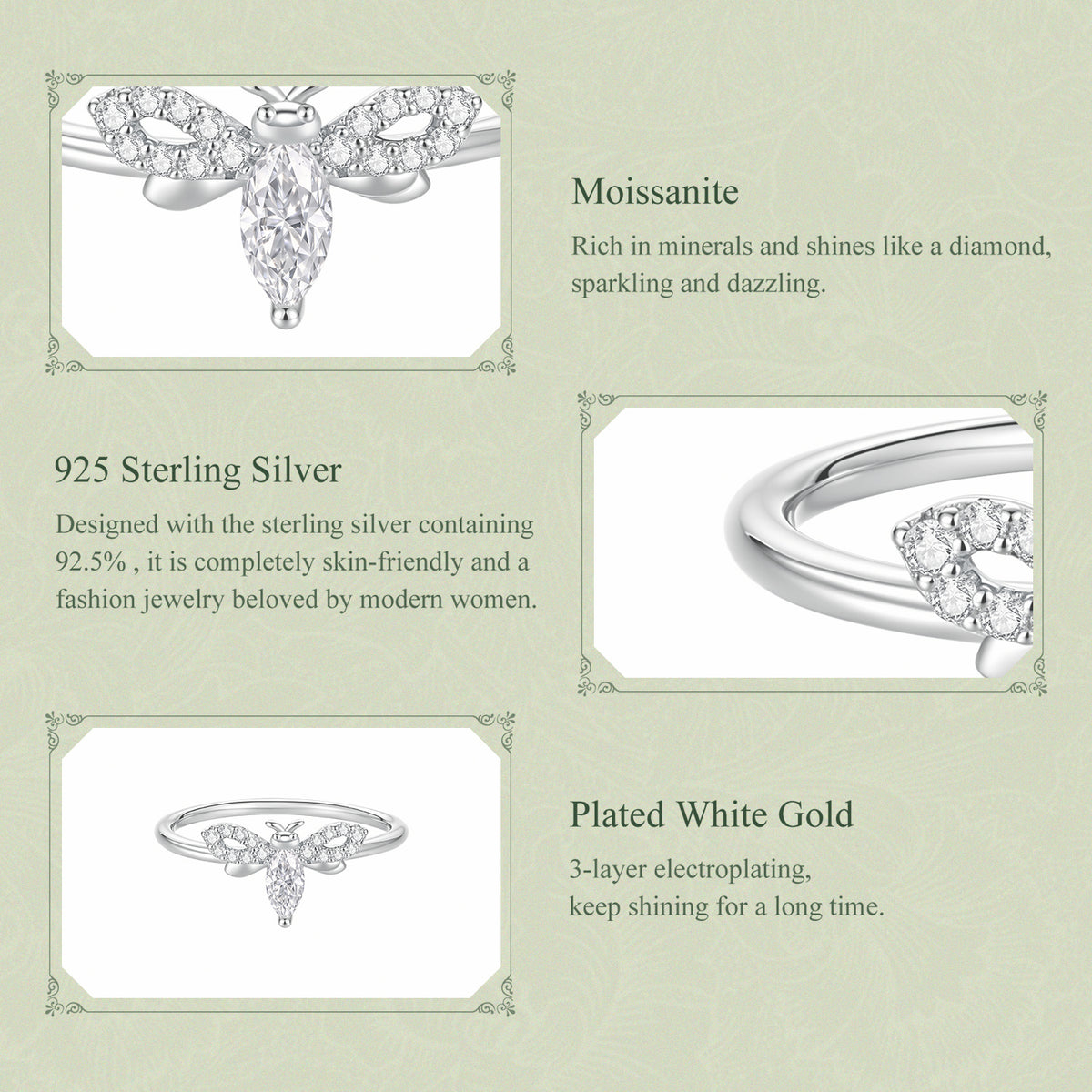 Bee Moissanite Ring