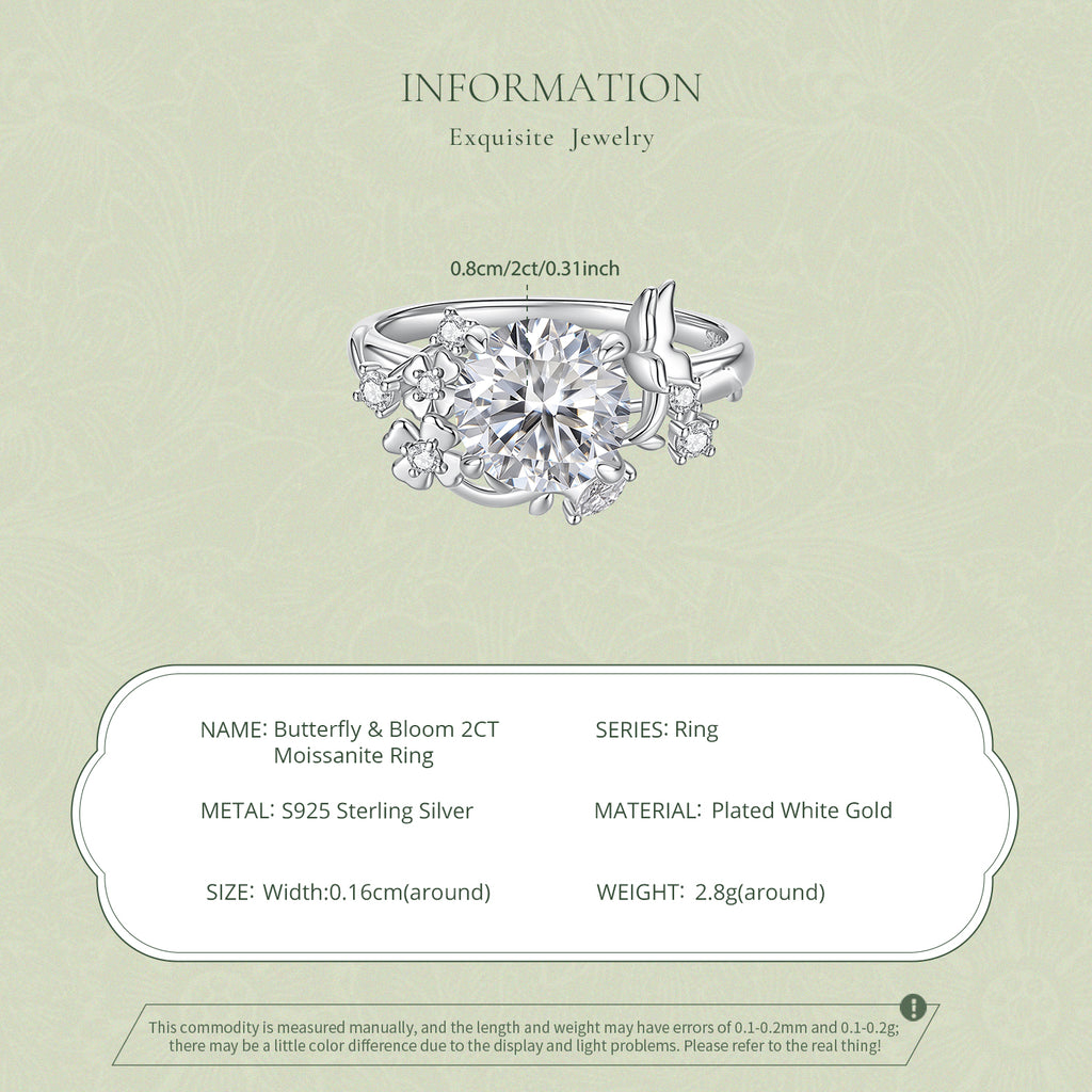 Butterfly Floral Moissanite Ring