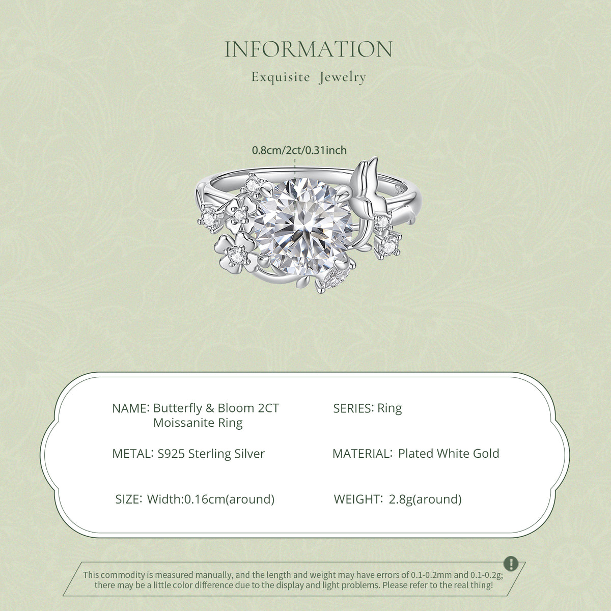 Butterfly Floral Moissanite Ring