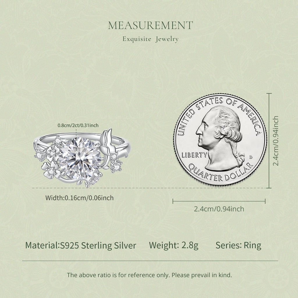 Butterfly Floral Moissanite Ring