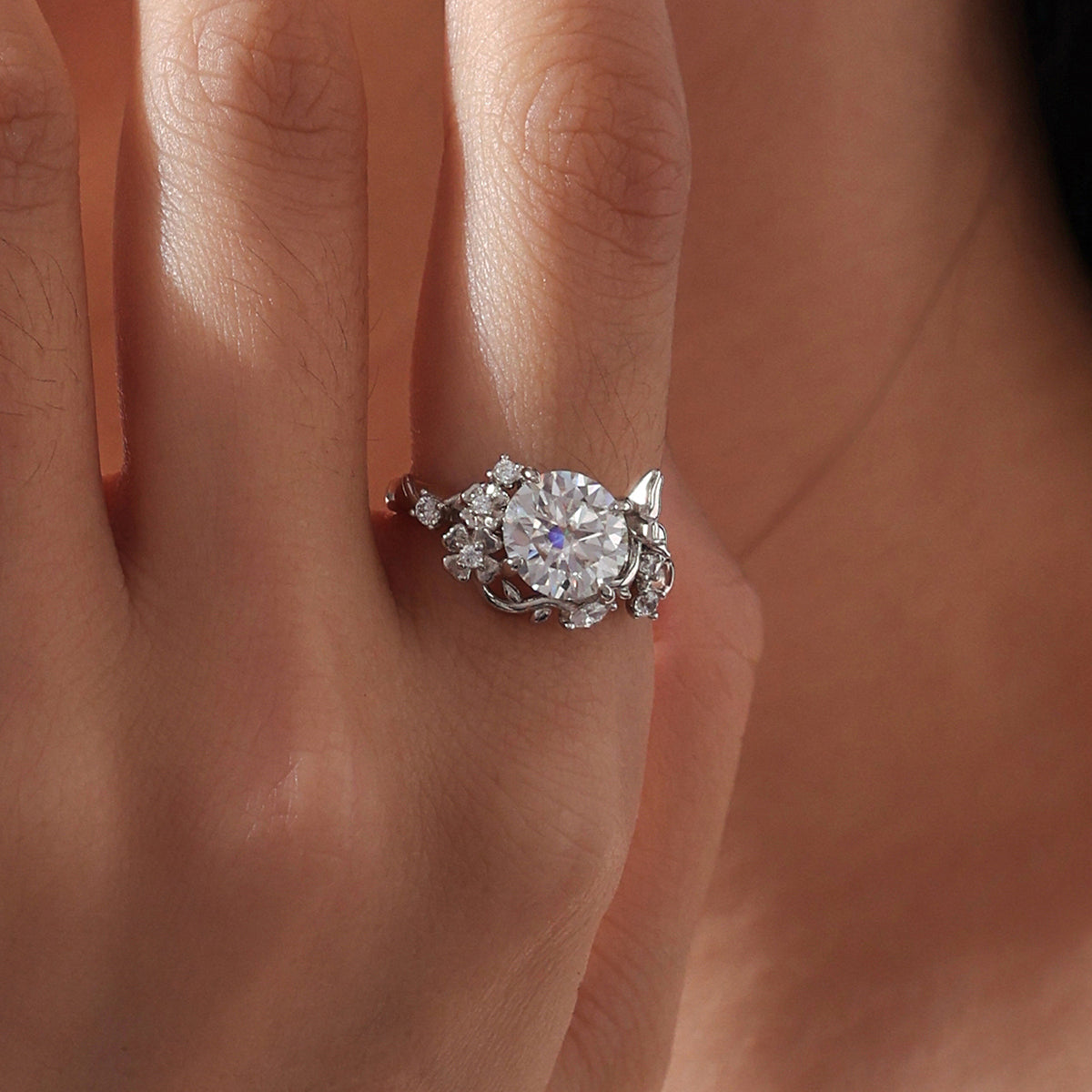 Butterfly Floral Moissanite Ring