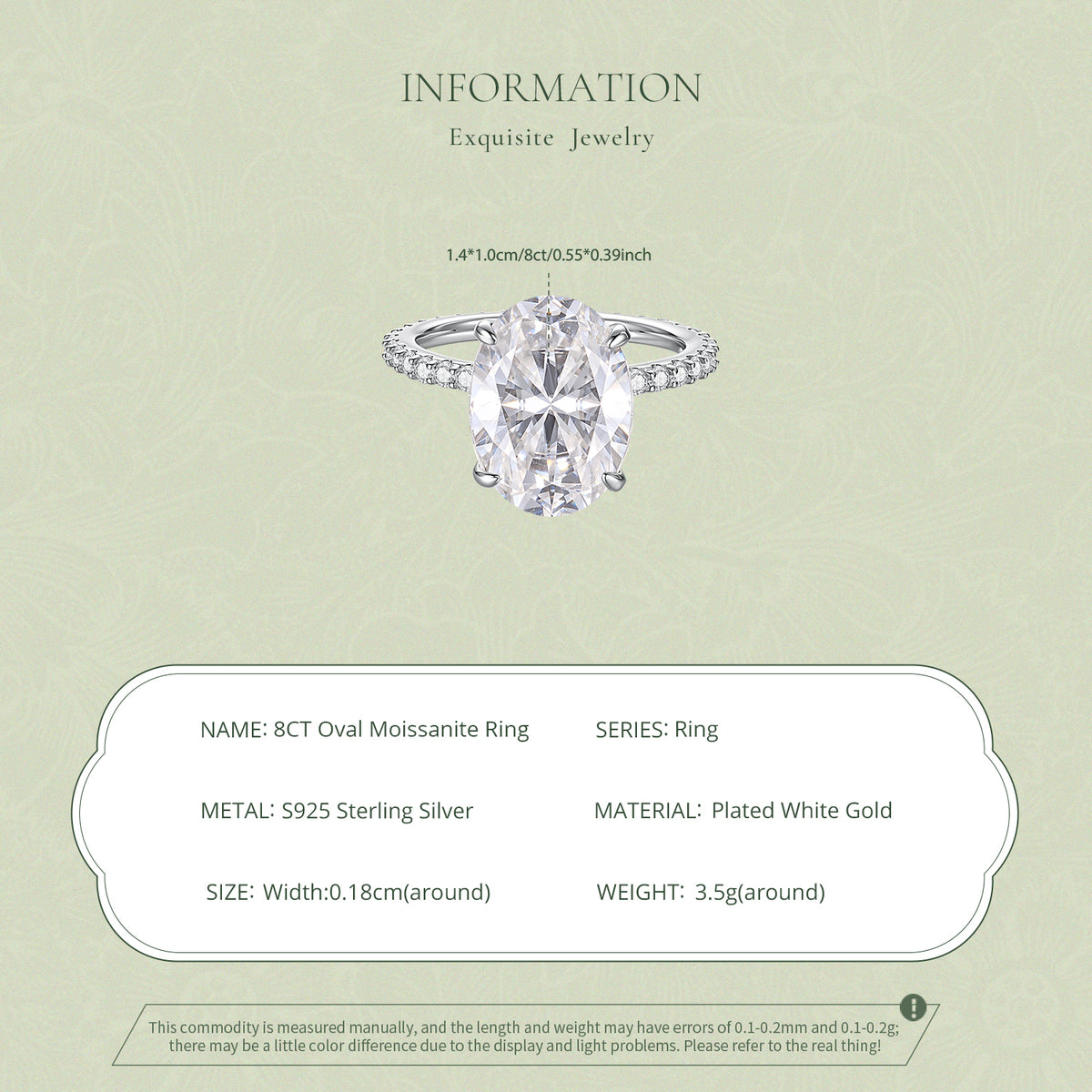 8ct Oval Moissanite Ring