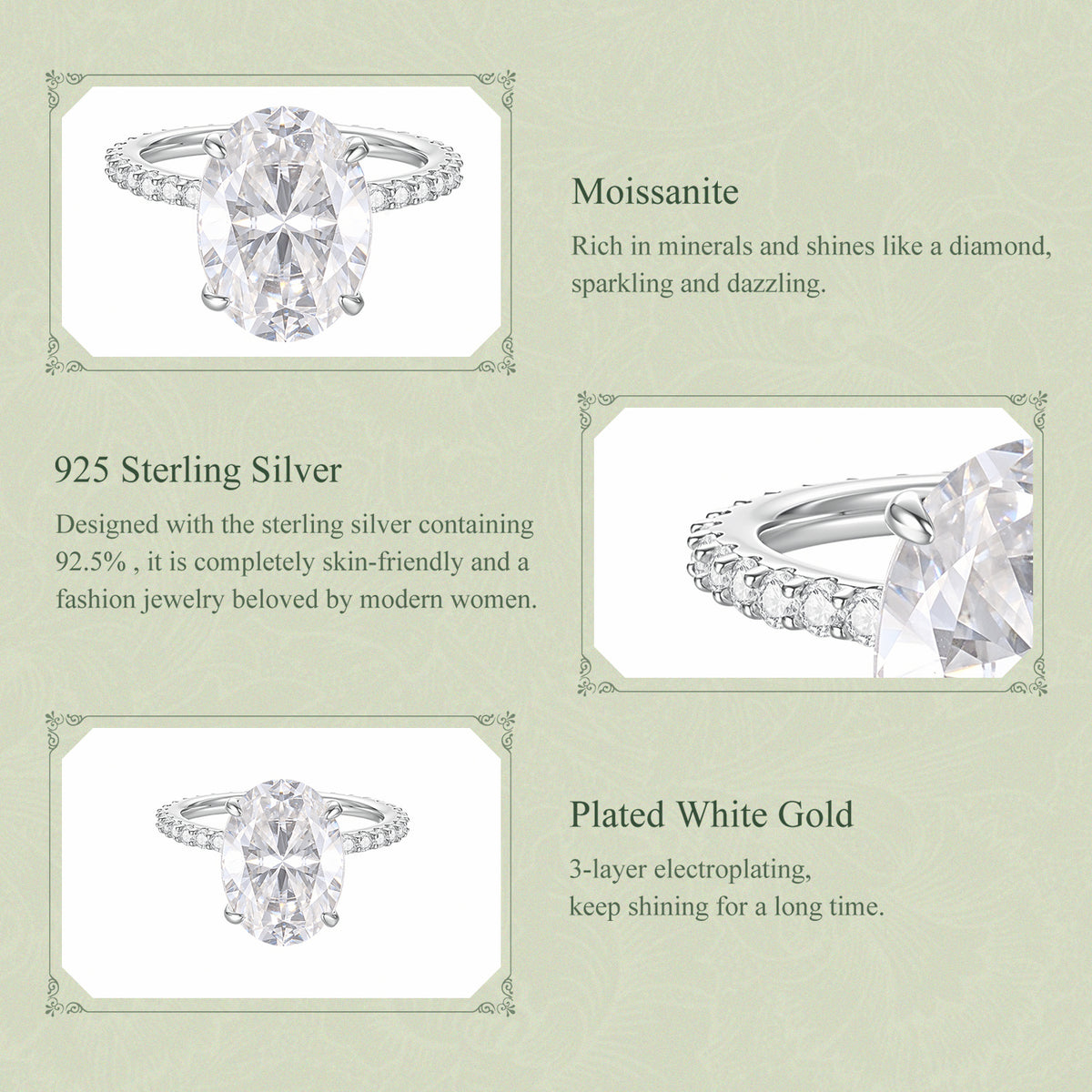 8ct Oval Moissanite Ring