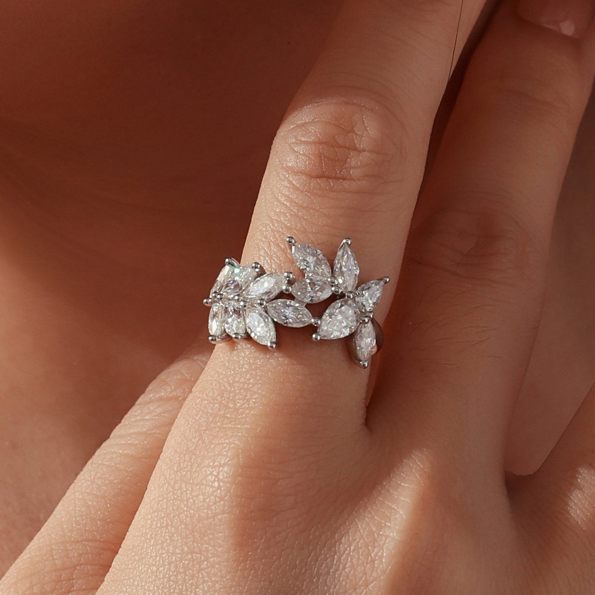 Leaf Moissanite Ring