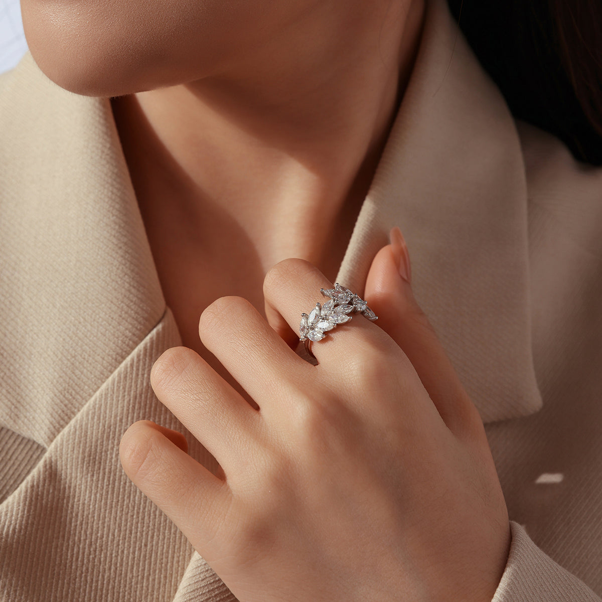 Leaf Moissanite Ring