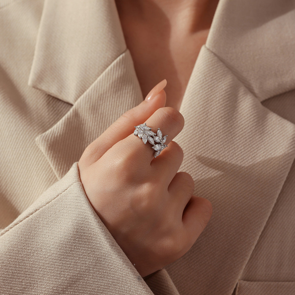 Leaf Moissanite Ring