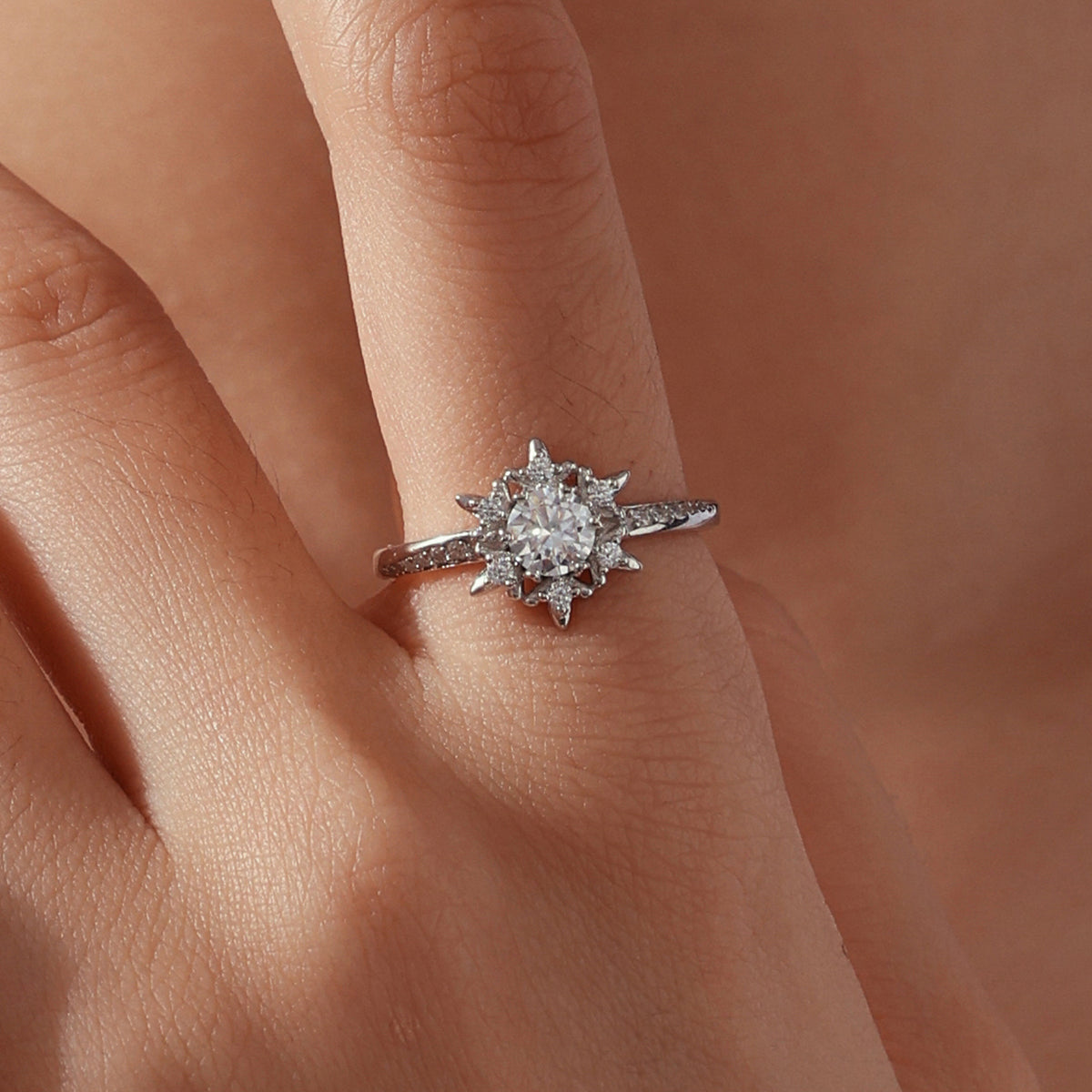 Snowflake Moissanite Ring