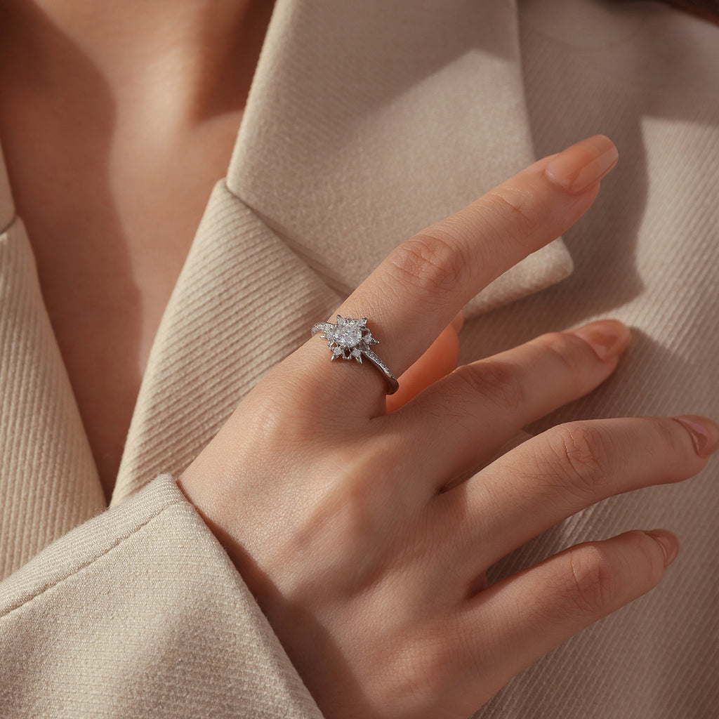 Snowflake Moissanite Ring