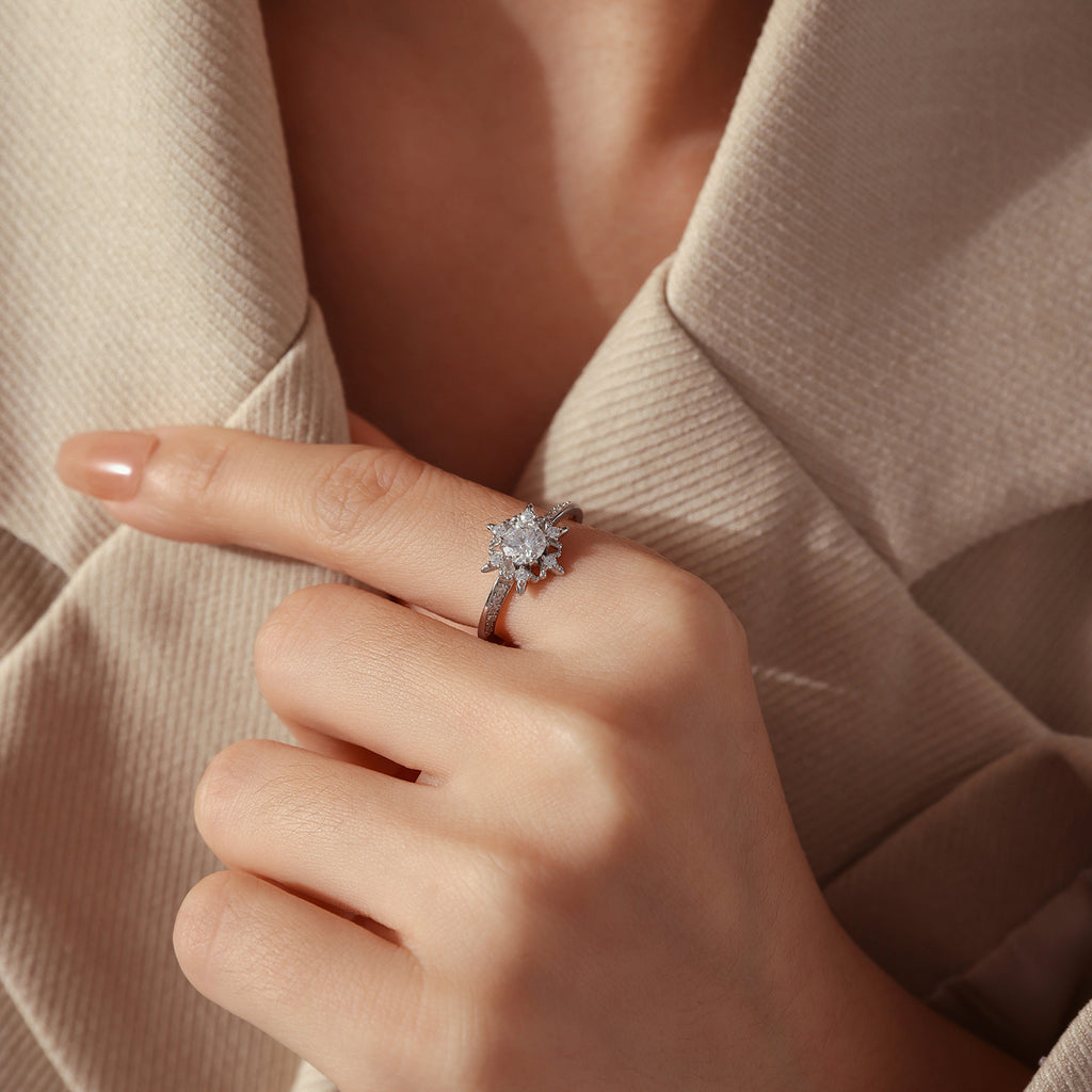 Snowflake Moissanite Ring