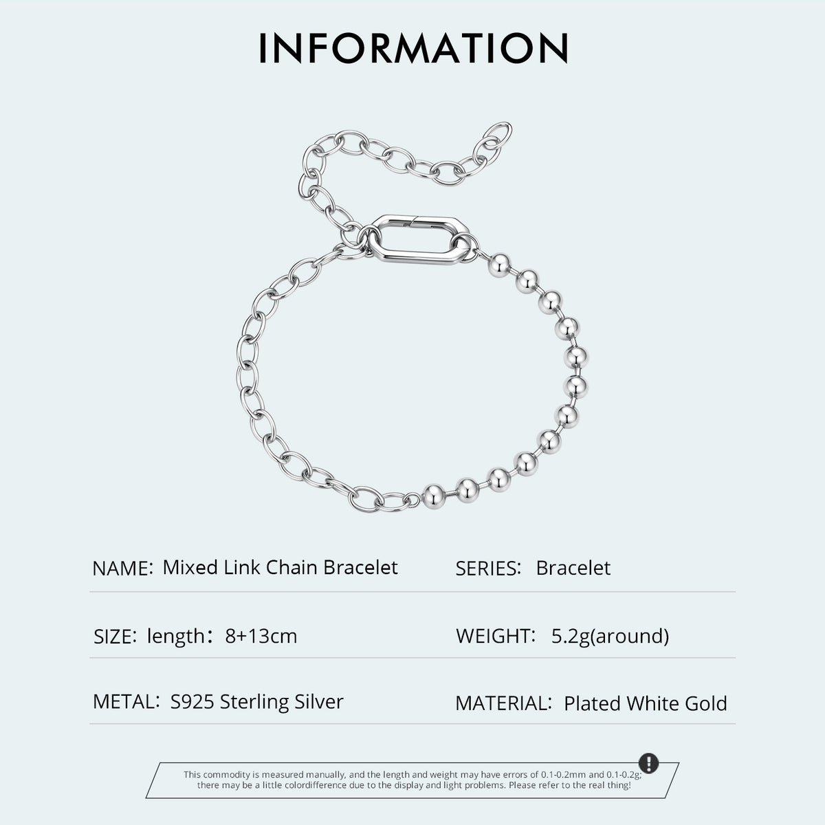 Mixed Link Charm Base Bracelet