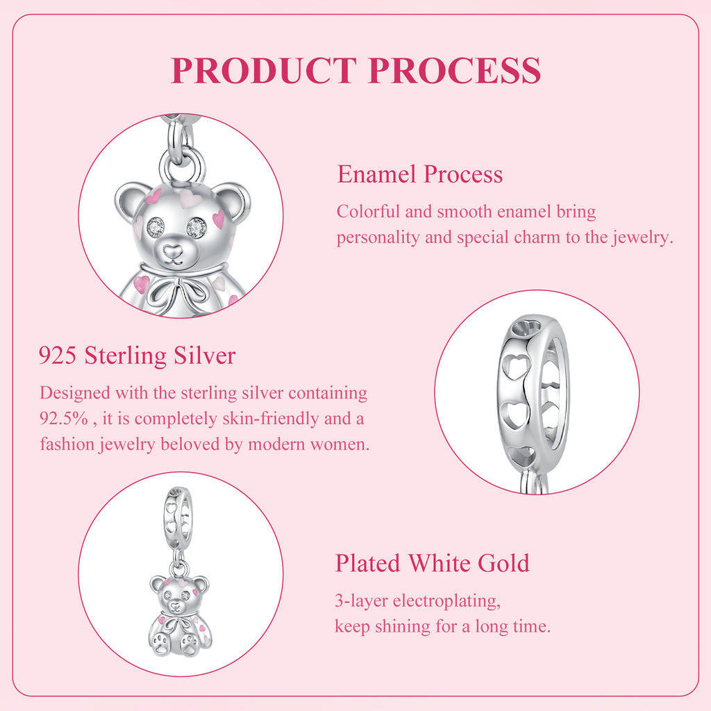 Heart Teddy Bear Charm