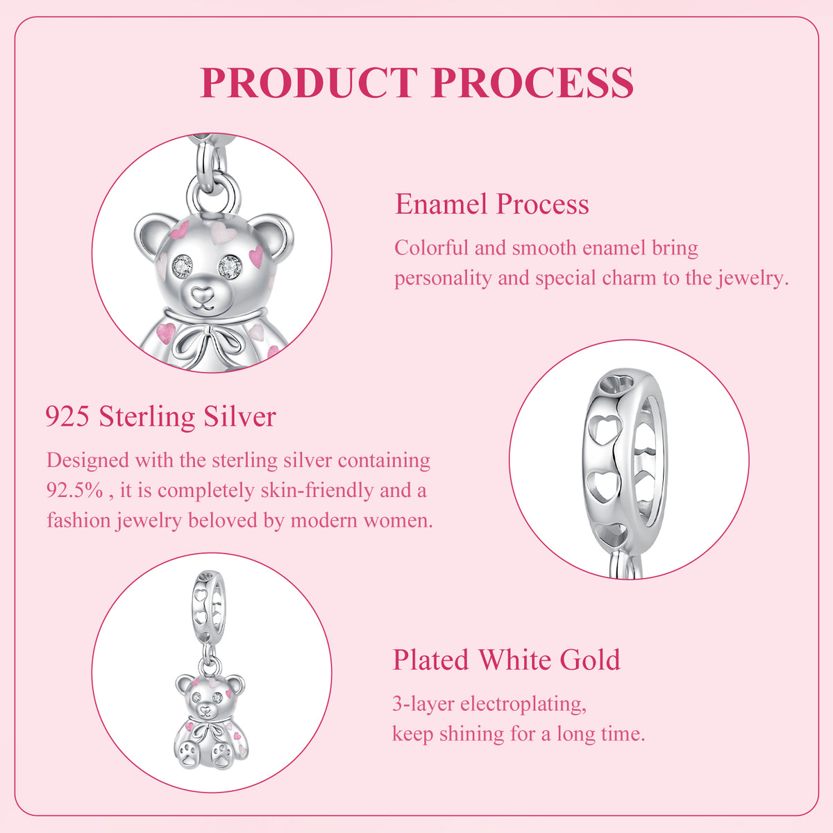 Heart Teddy Bear Charm