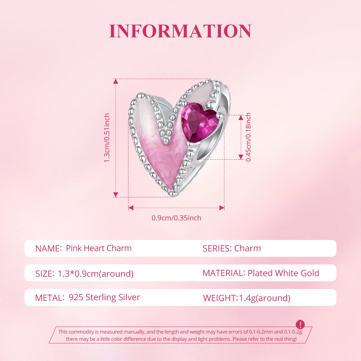 Pink Heart Charm