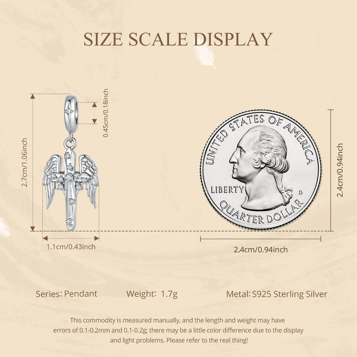 Winged Cross Charm