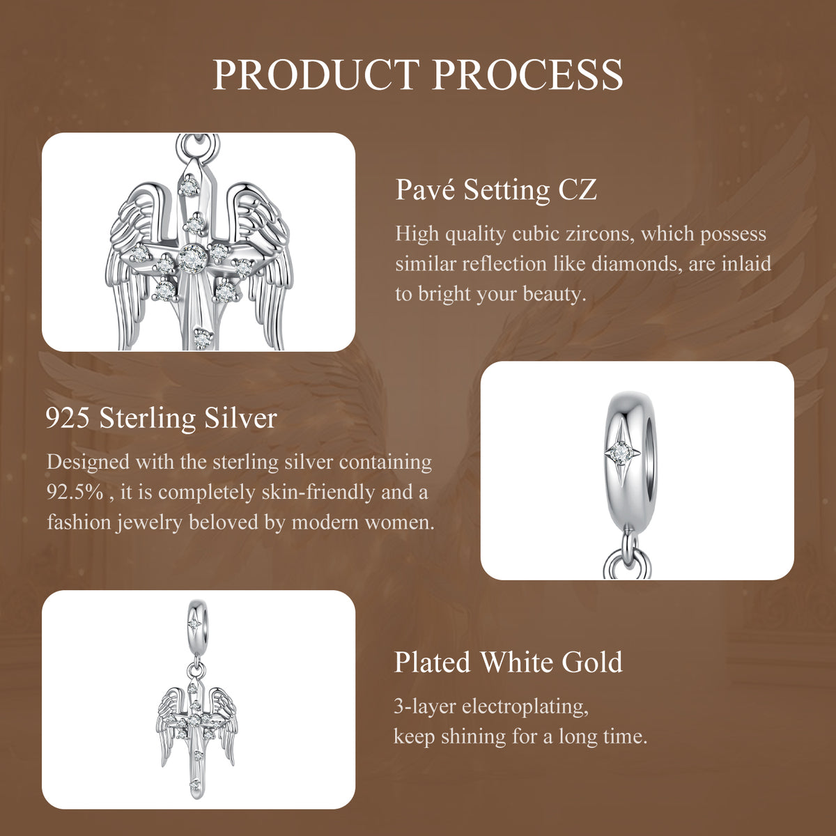 Winged Cross Charm