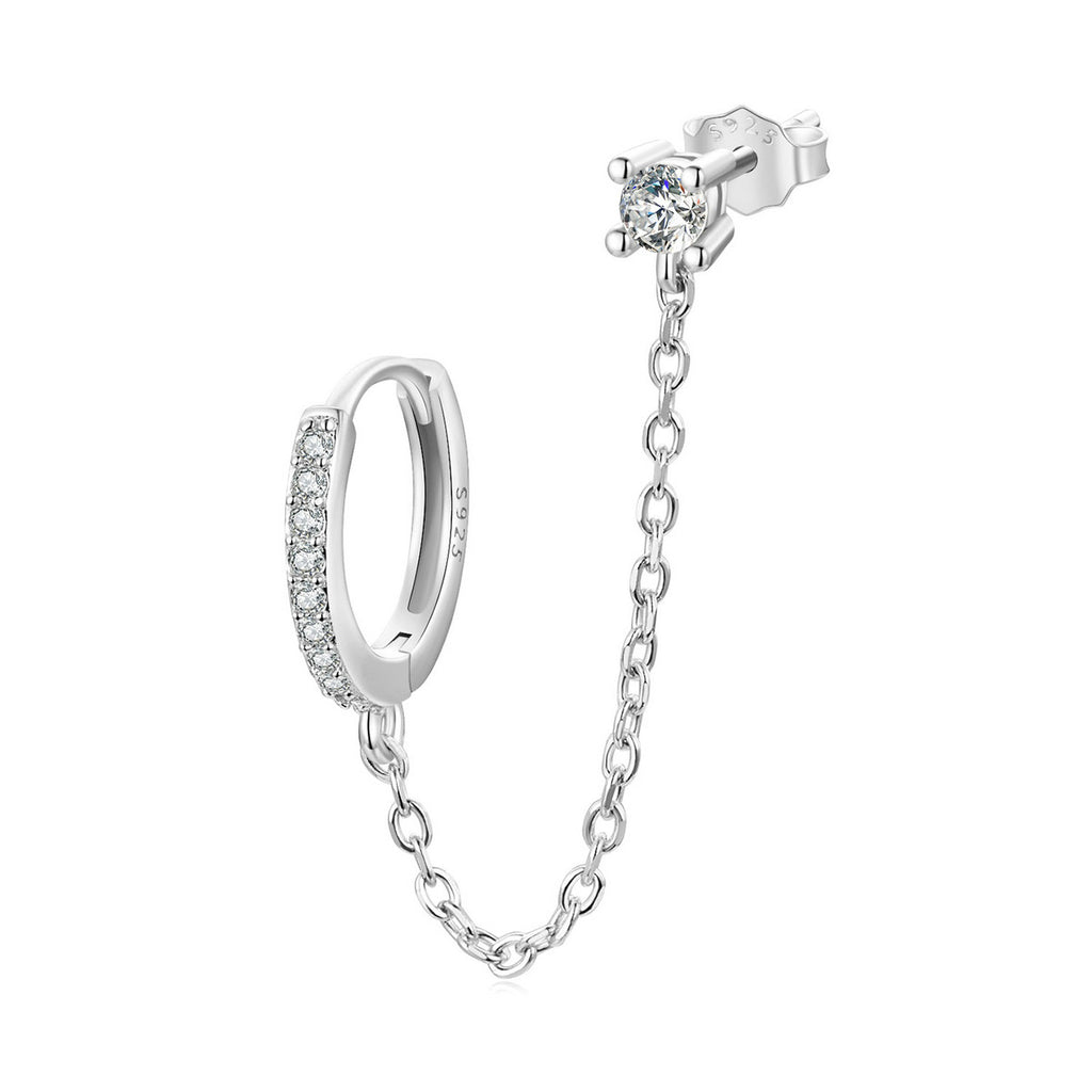 Stud & Huggie Chain Earring