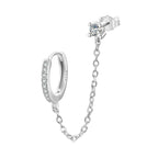 Stud & Huggie Chain Earring